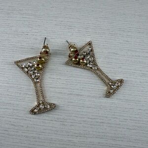 Gold and Silver Cocktail Glass Earrings